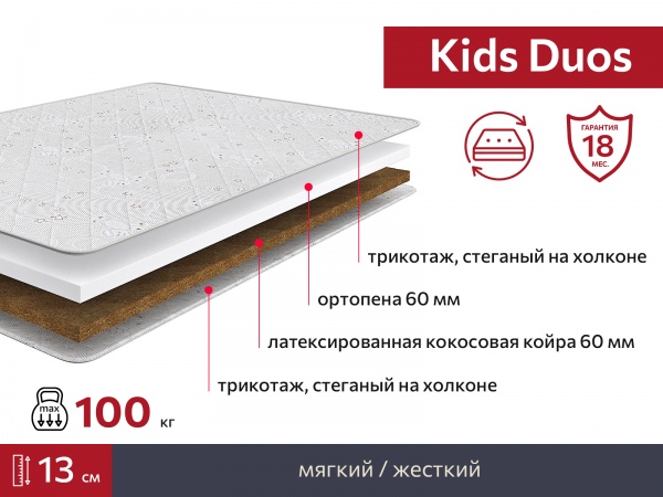 Матрас Kids Duos 600х1200